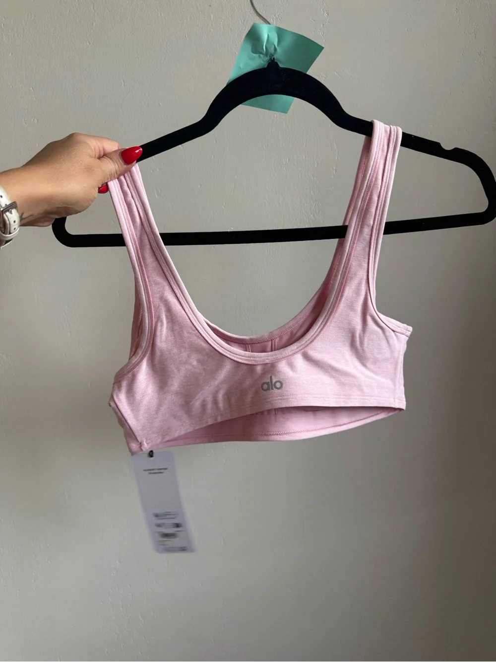 127. Alo Alosoft Center Stage Bra - Pink Marshmallow Heather